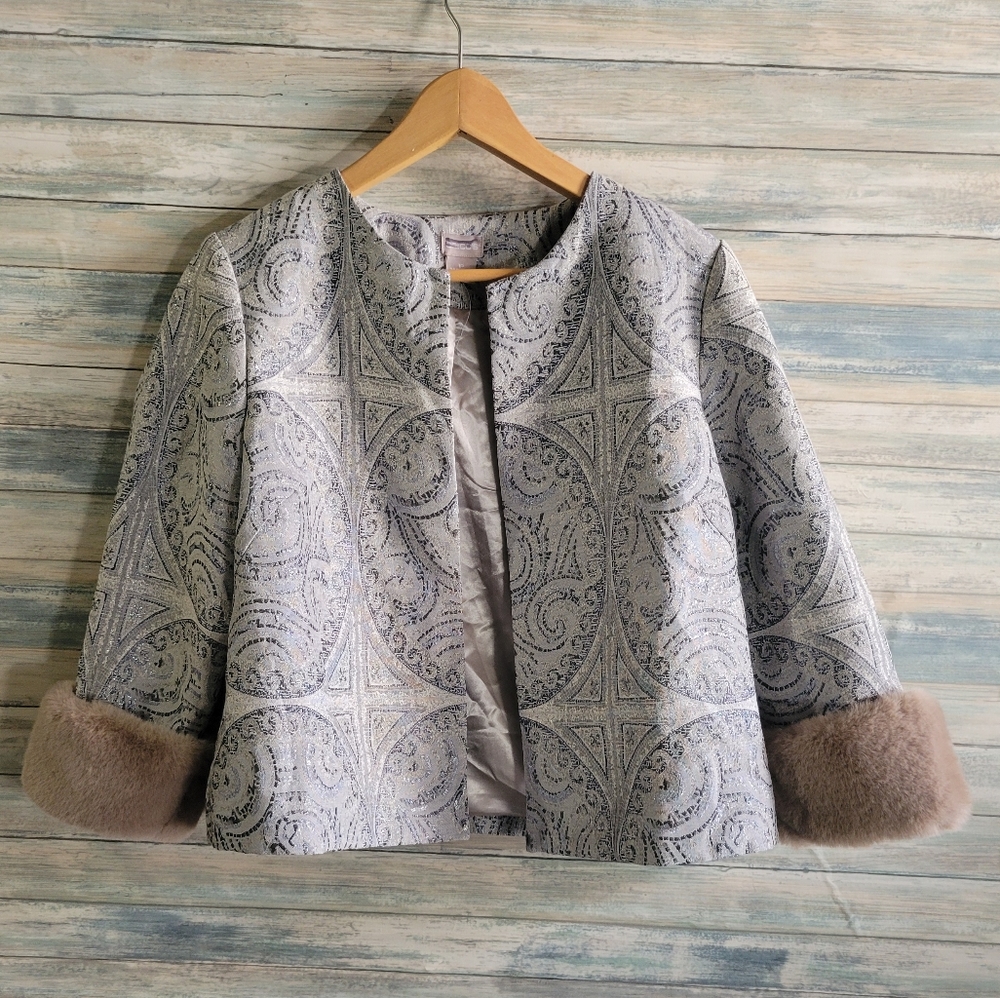 CHICO'S CROPPED JACKET W FAUX FUR